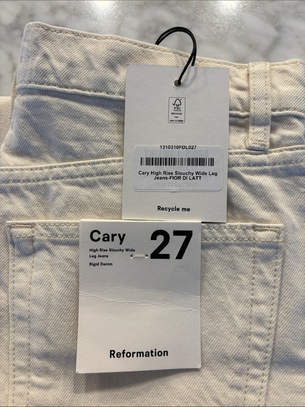 Reformation Cary High-Rise Straight Jeans in Cream - Picture 3 of 6